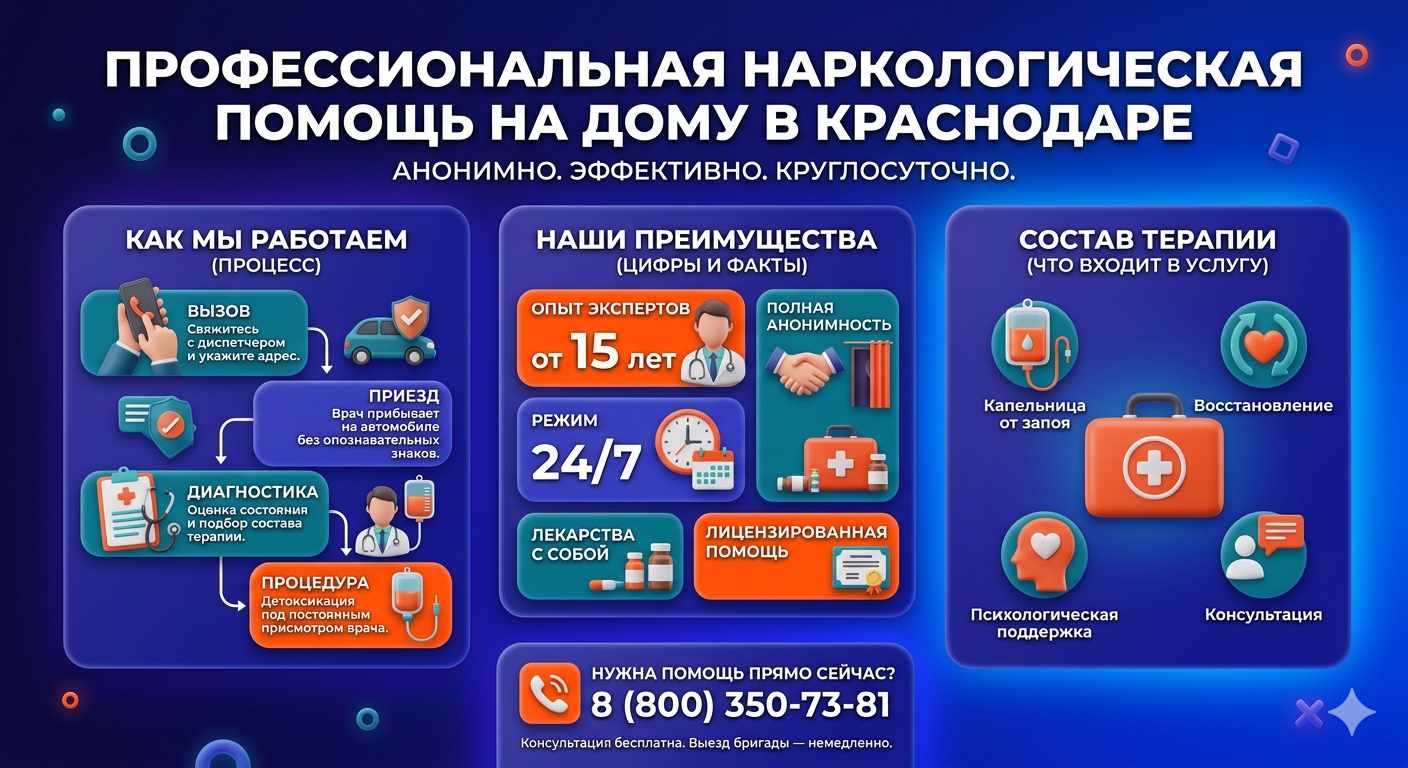 Инфографика о принципах лечения алкоголизма на дому в ЗАО Москвы: этапы вызова нарколога, преимущества анонимной детоксикации и состав медицинской помощи.